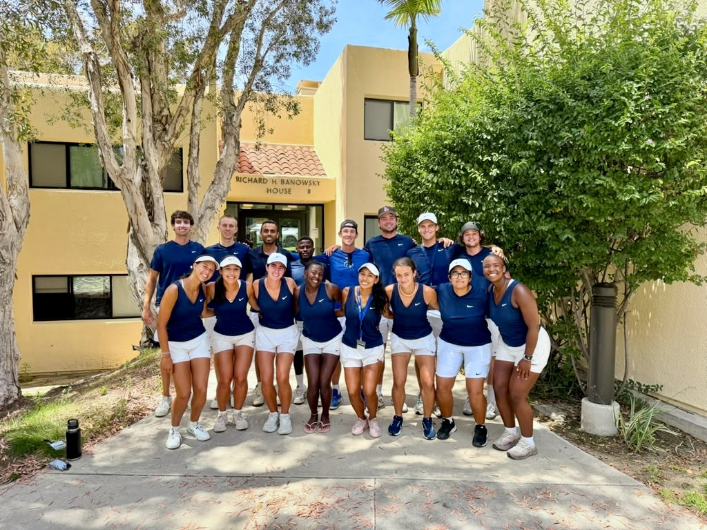 Tennis program team gathered outside at Pepperdine